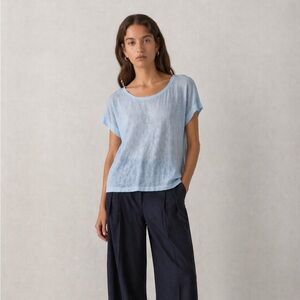 INWEAR - 100% Linen Light Blue Top | Relaxed Fit Minimalist Summer Tee